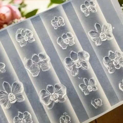 Orchid Phalaenopsis - Cetakan Kuku Silikon 3D Desain Bunga